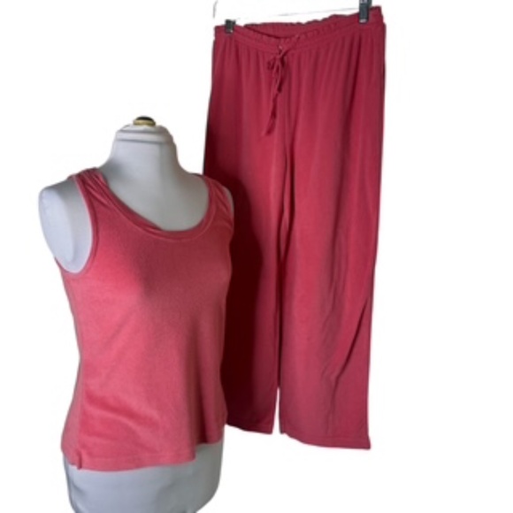 Jockey 2pc Set Tank and Elastic/Drawstring Waist Capri Coral Loungewear Size M - Picture 1 of 10